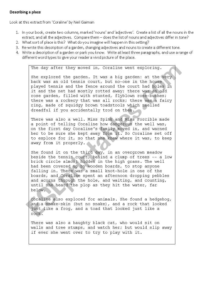Coraline worksheet worksheet