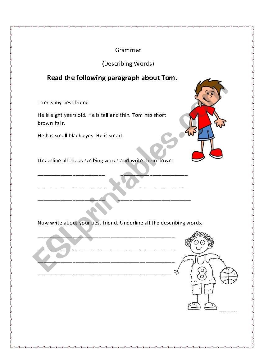 Describing Words worksheet