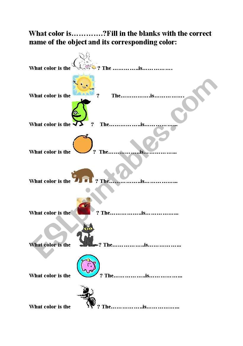 colors and objects worksheet