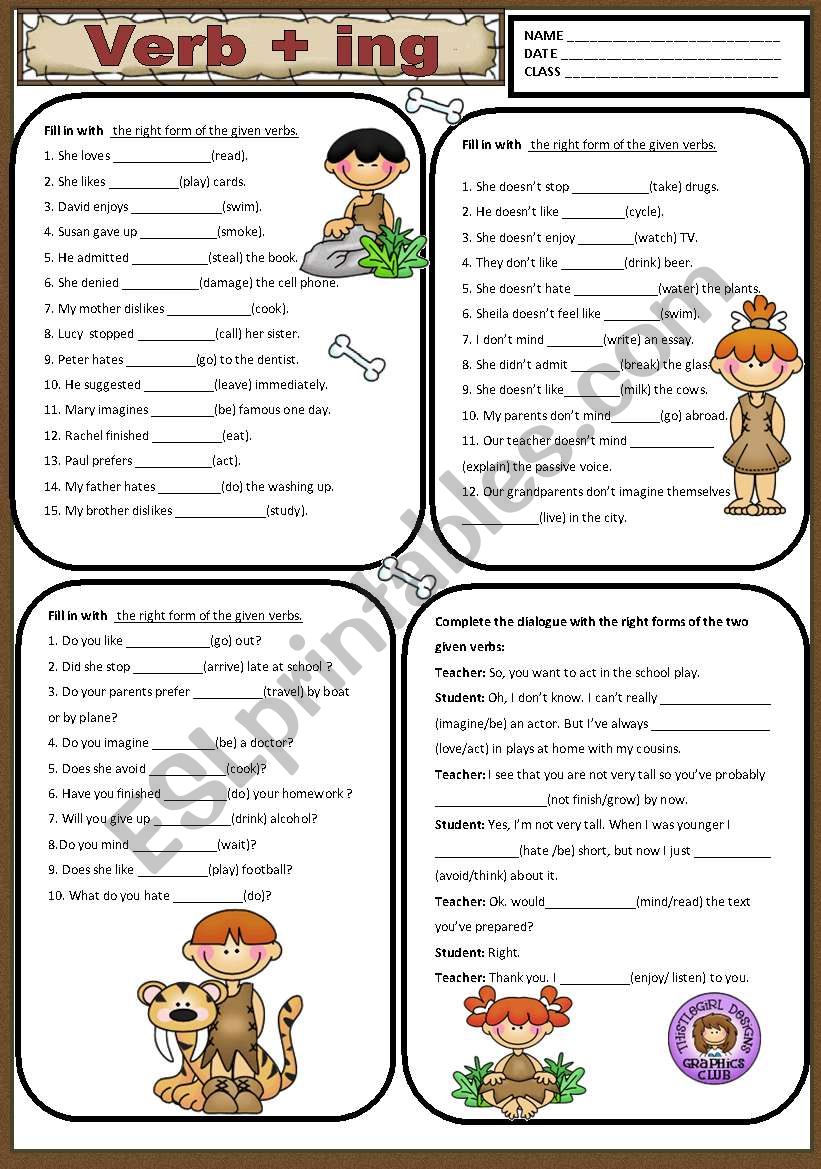 VERB+ ING worksheet