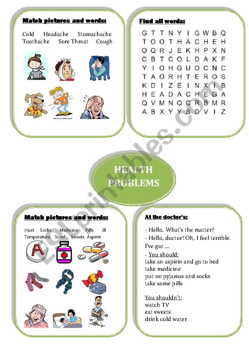 Health Problems worksheet