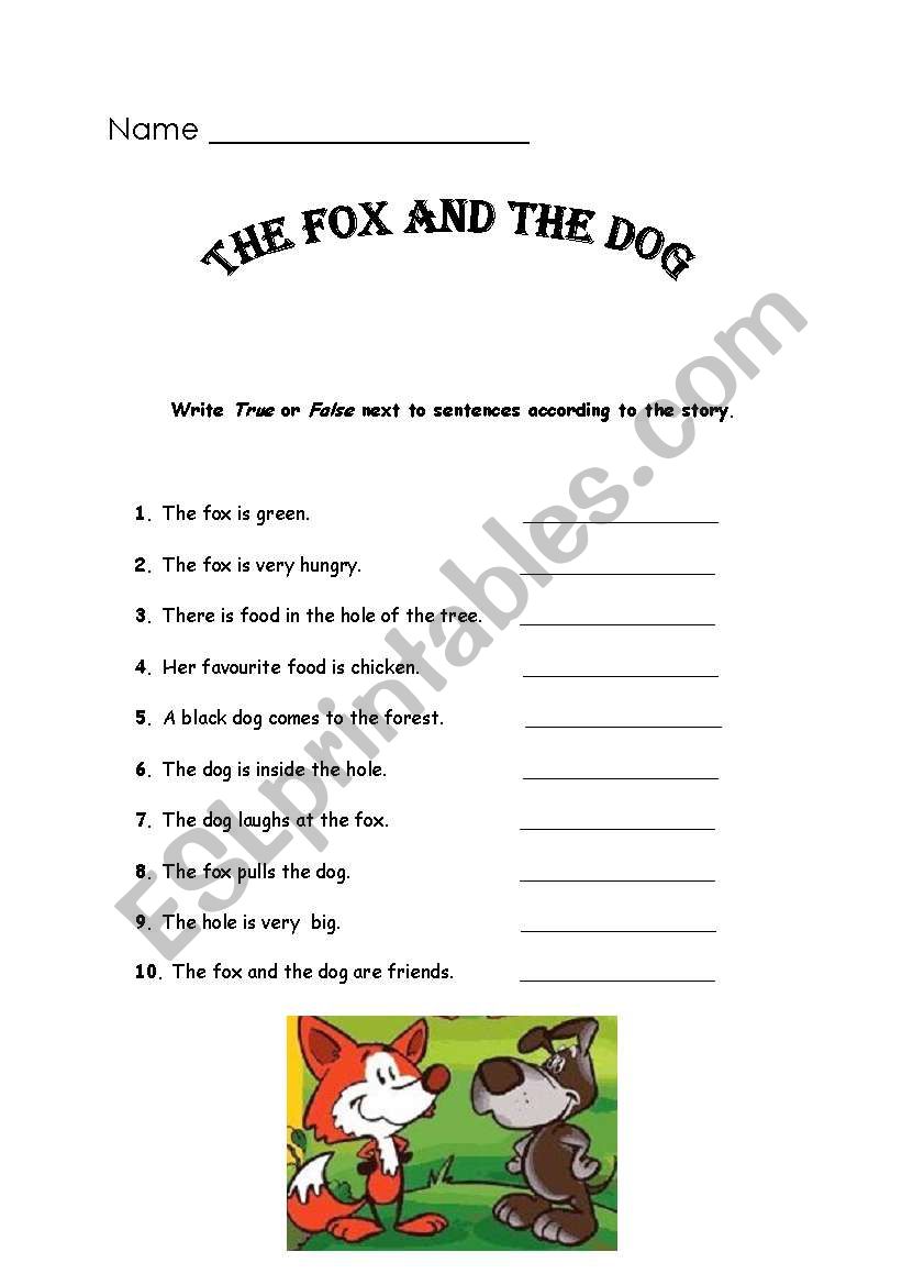 The Fox and The Dog worksheet