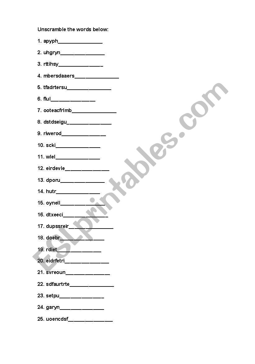 ESL Emotions worksheet