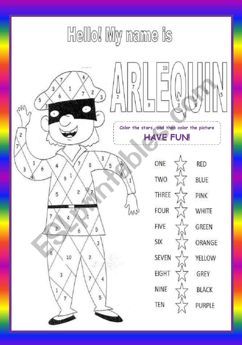 colours and numbers worksheet