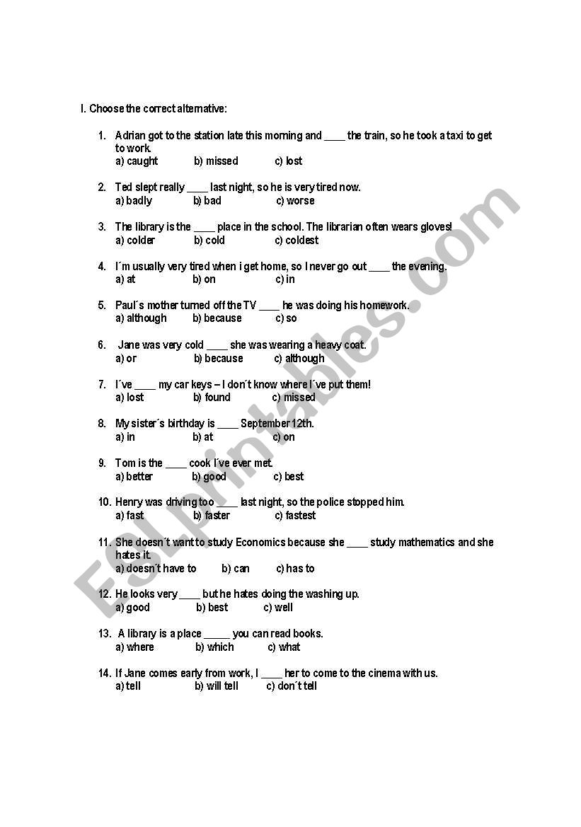 tenses worksheet