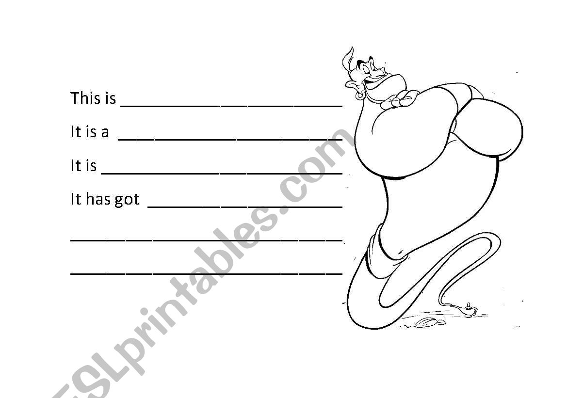 Genie  from  Aladdin description - describe a character / cartoon  