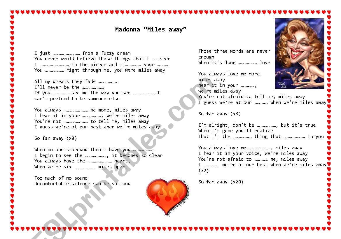 Song By Madonna Miles Away worksheet