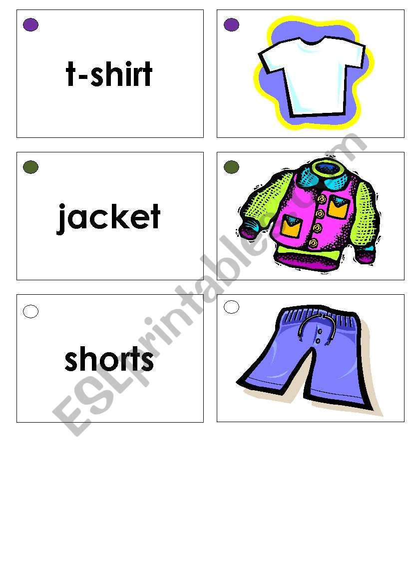 Clothing Memory Game Flashcards