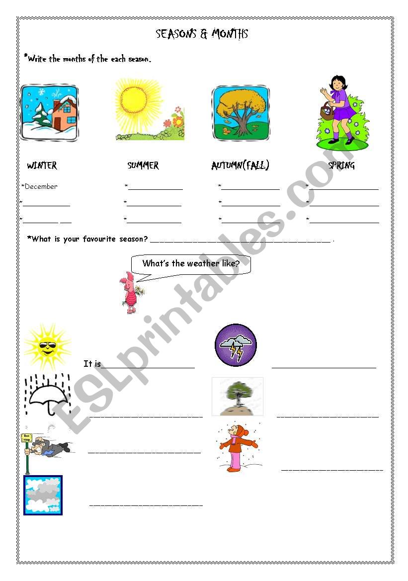 months and seasons worksheet