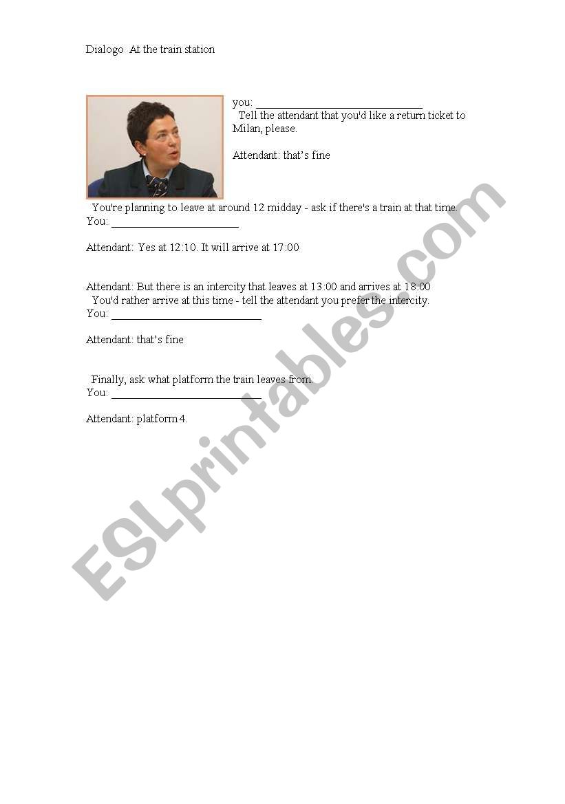 buying a train ticket worksheet
