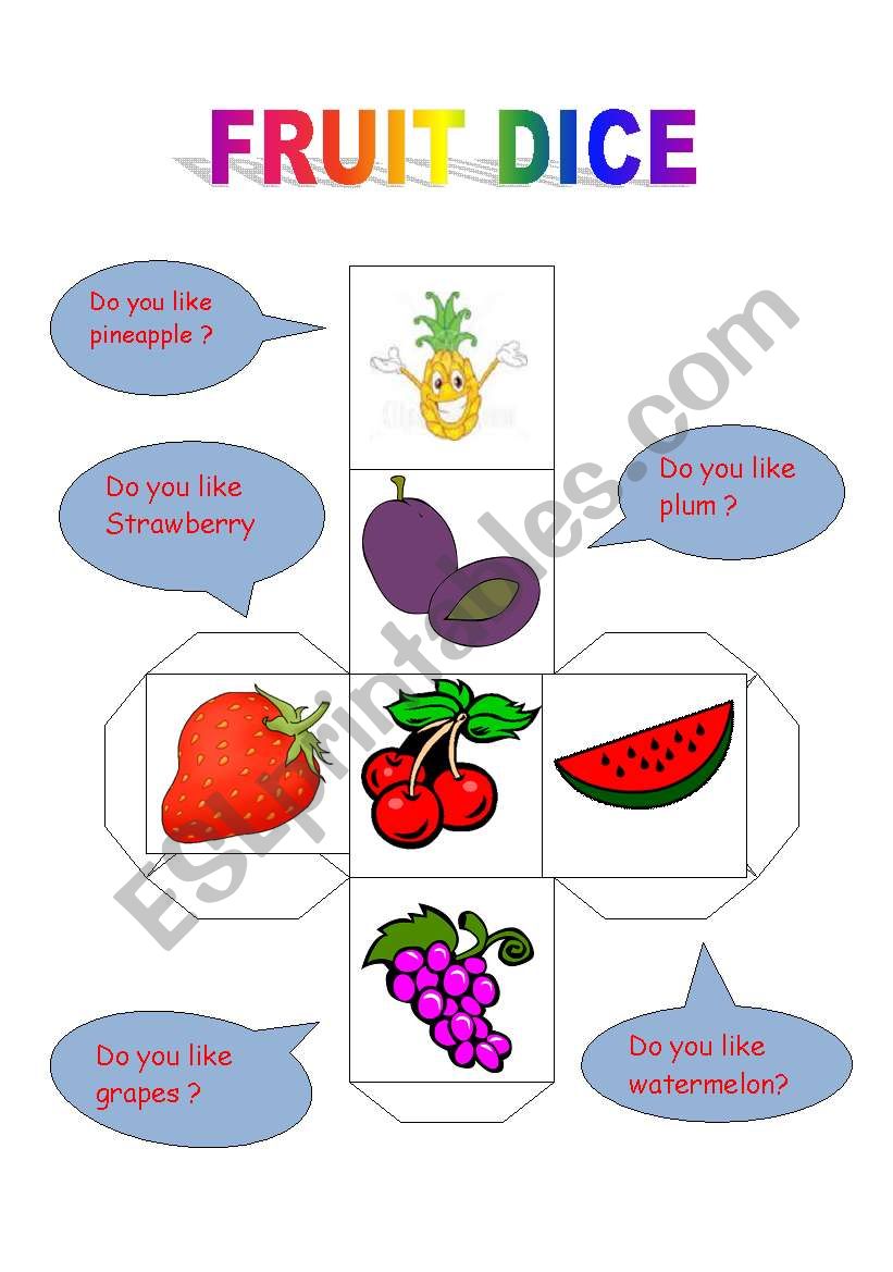 fruit dice worksheet