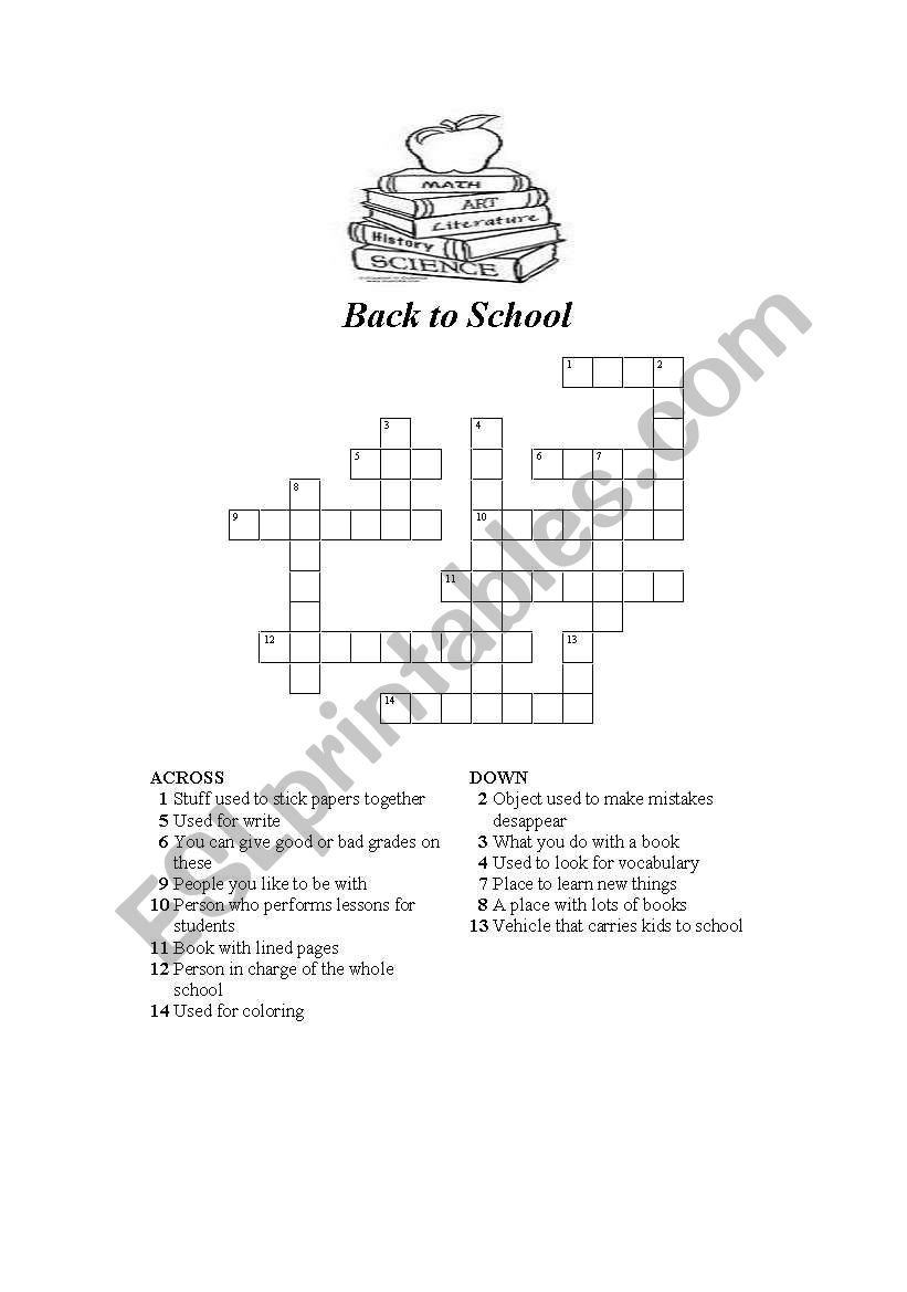 BACK TO SCHOOL worksheet