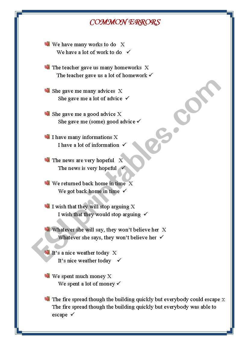 common errors to be avoided +false friends+silent letters