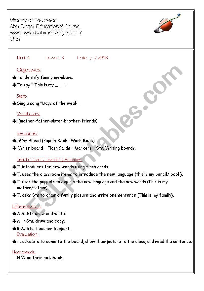 family  worksheet