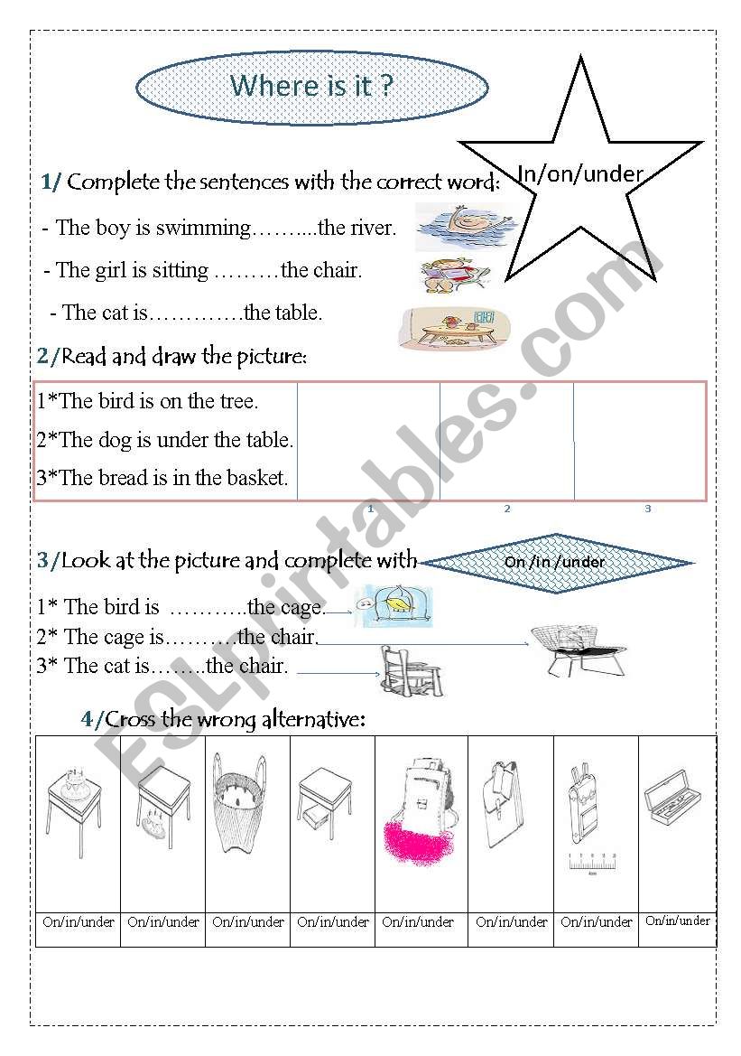 prepositions  part 1 worksheet