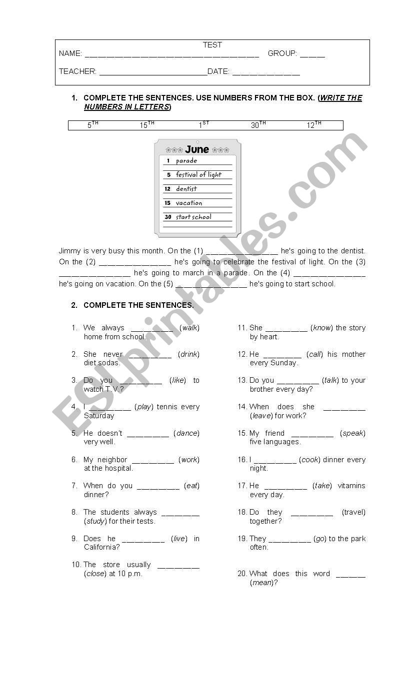 Simple present Worksheet worksheet