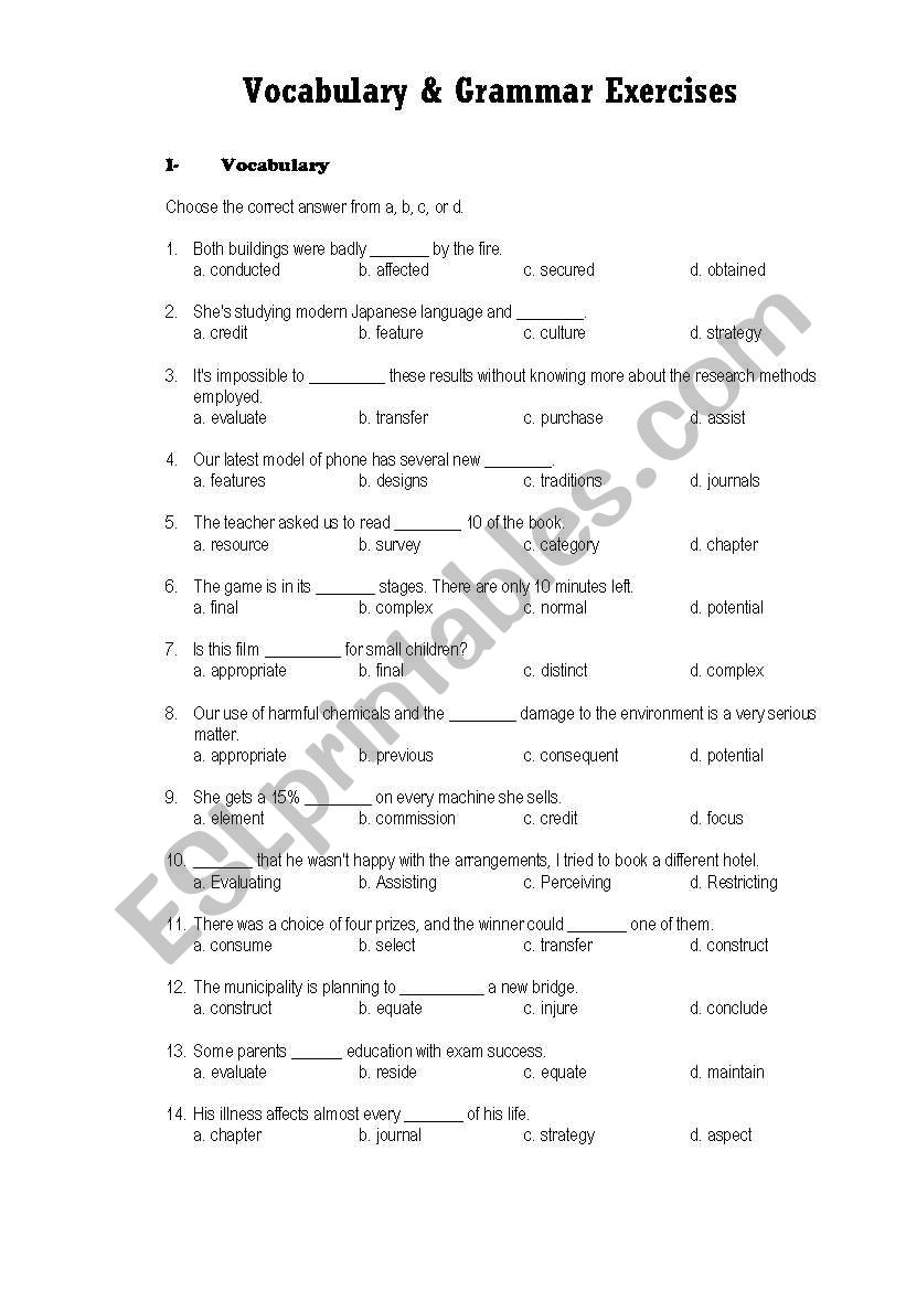 Vocabulary & Grammar Exercises