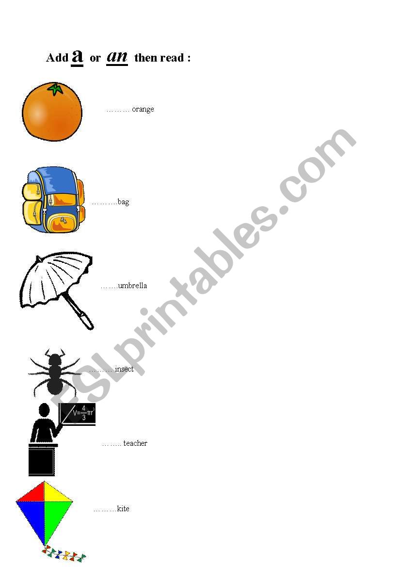 articles worksheet