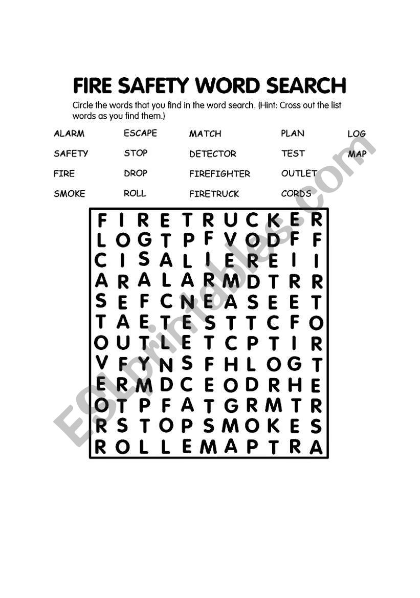 fir safety worksheet worksheet