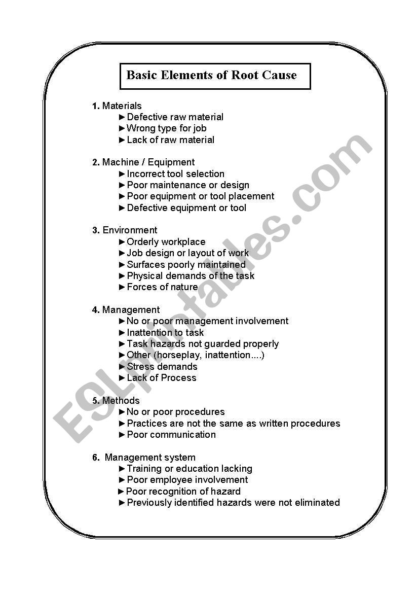 root cause analysis worksheet