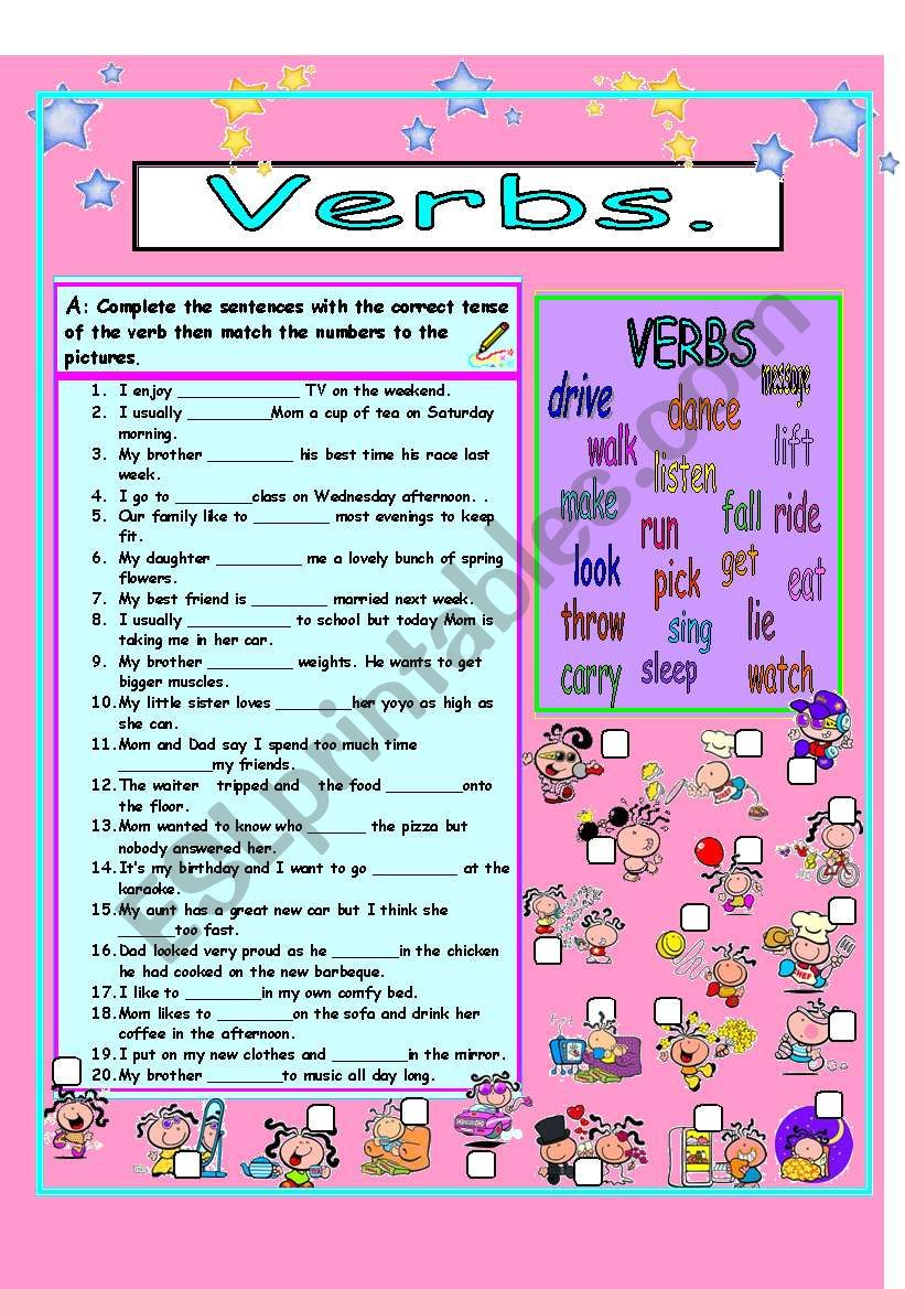 Verbs mixed tenses worksheet