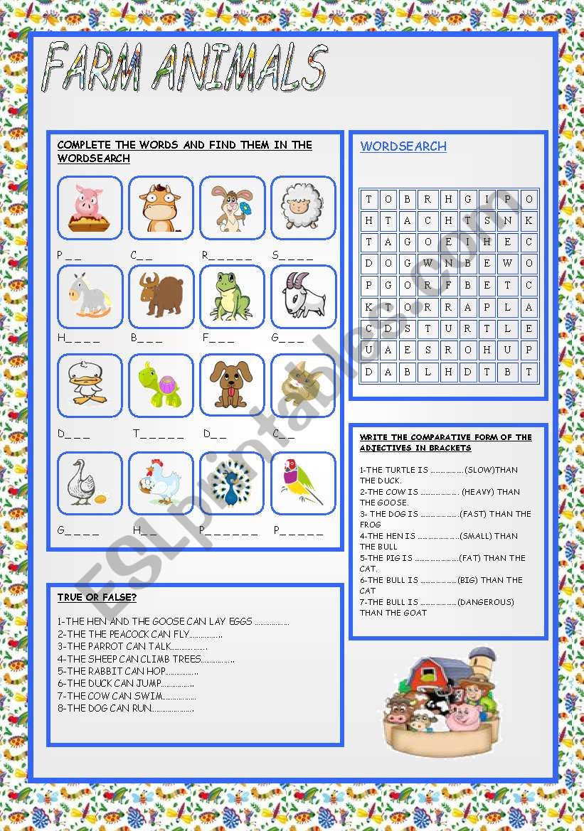 FARM ANIMALS worksheet