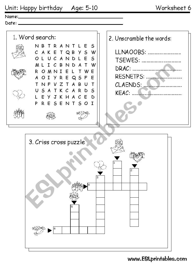 Happy Birthday: reading-writing worksheet