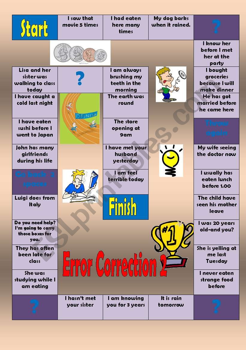 Error Correction 2 Boardgame worksheet