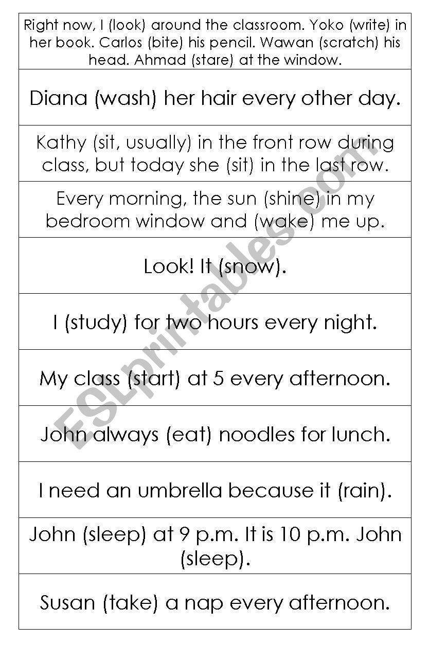 tenses (simple present tenses vs present continous tenses)