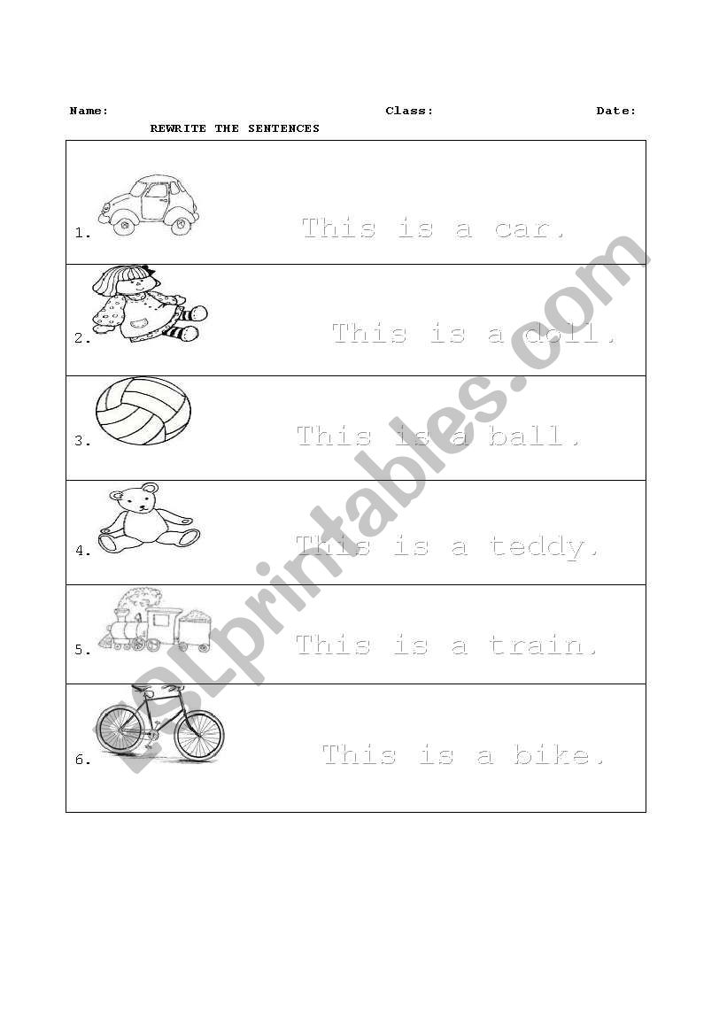 Toys worksheet