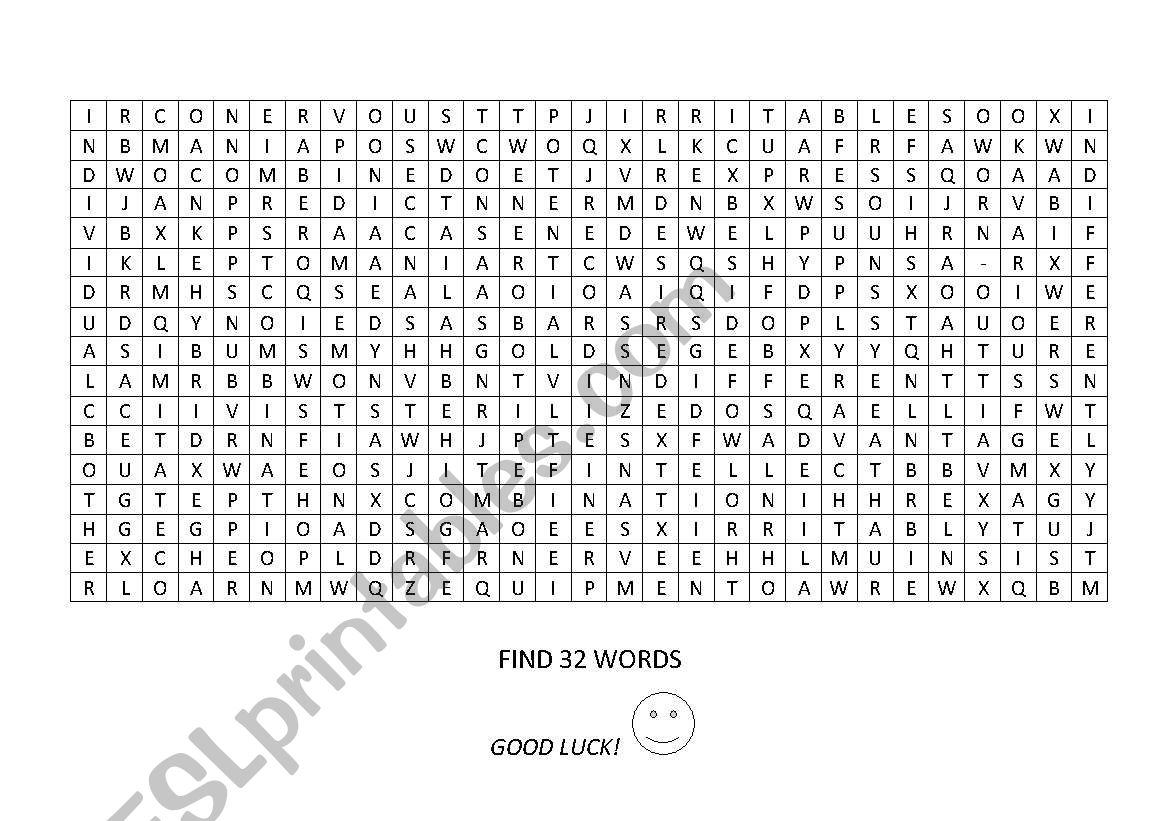 Word search worksheet