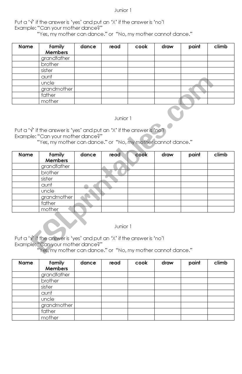 family (questionaire, speaking)