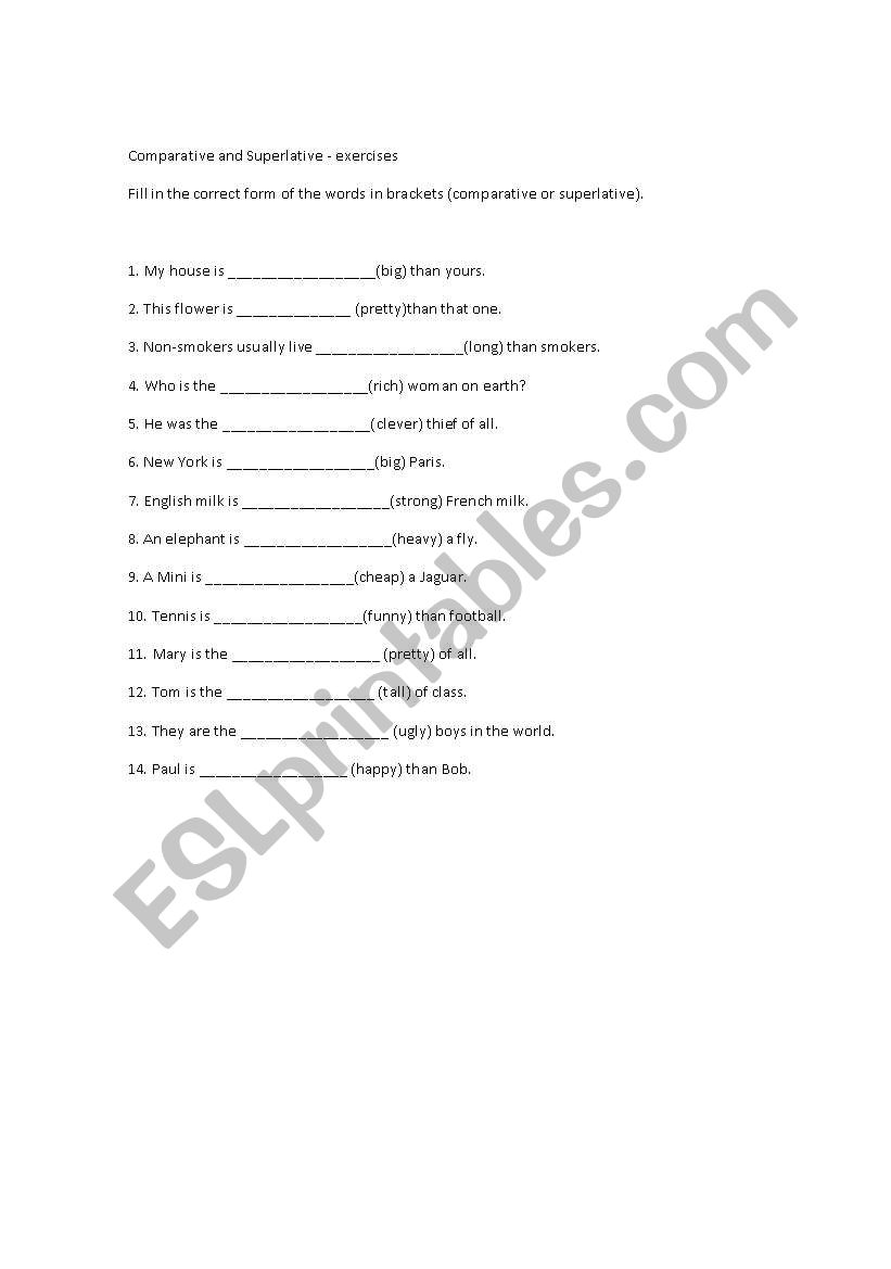 COMPARATIVE worksheet