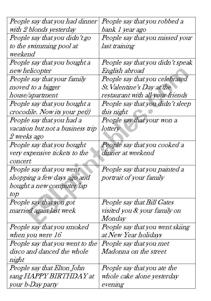 gossips worksheet