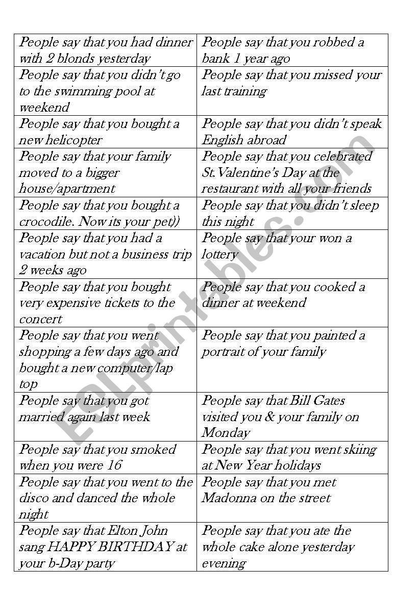 gossips worksheet