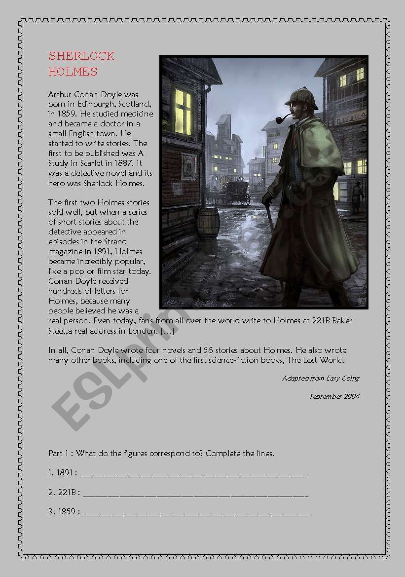 Sherlock Holmes - Reading Comprehension A2