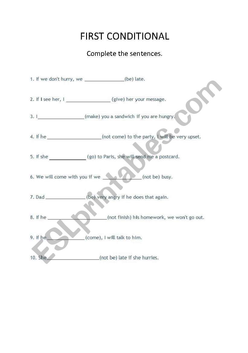 First Conditional worksheet