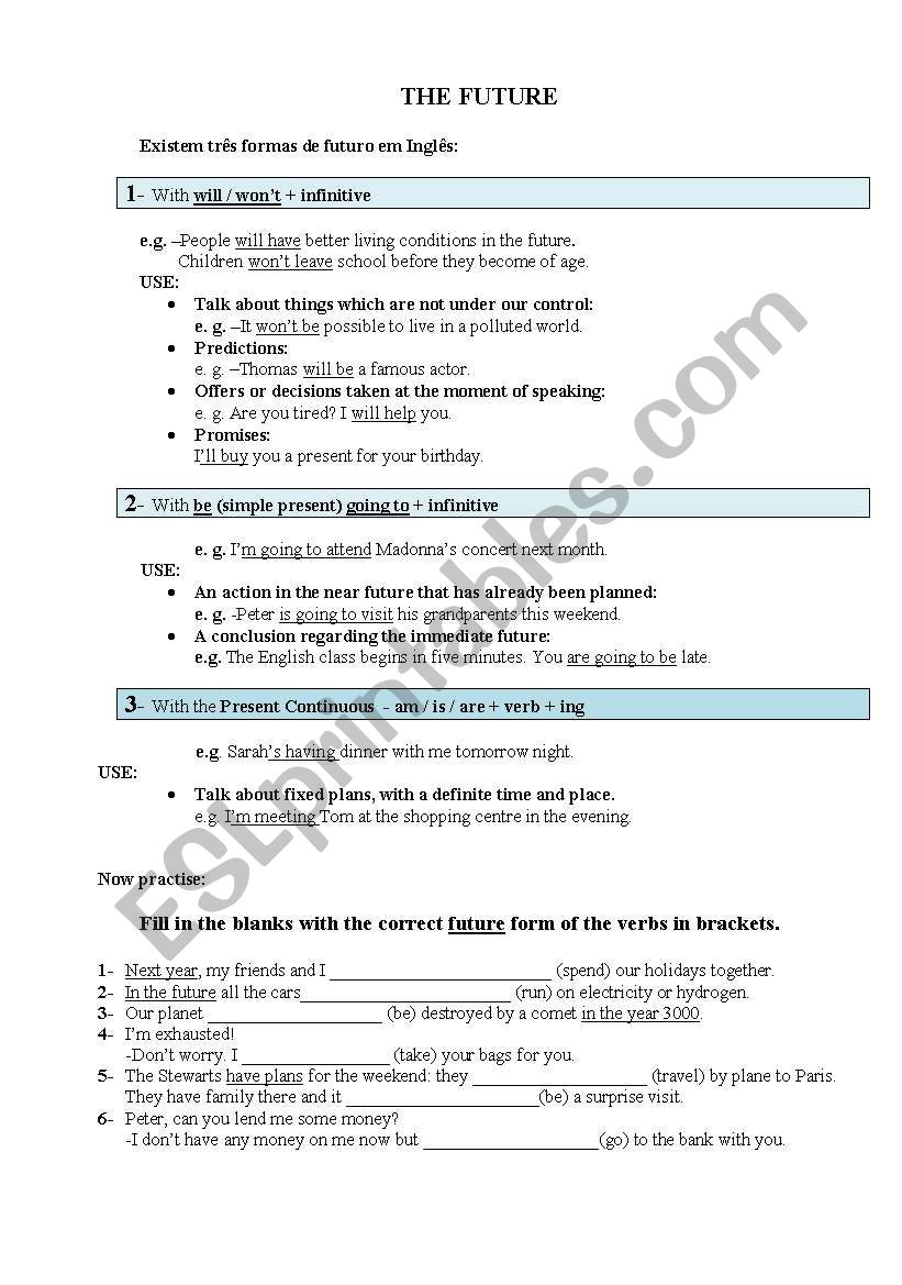 The Future worksheet