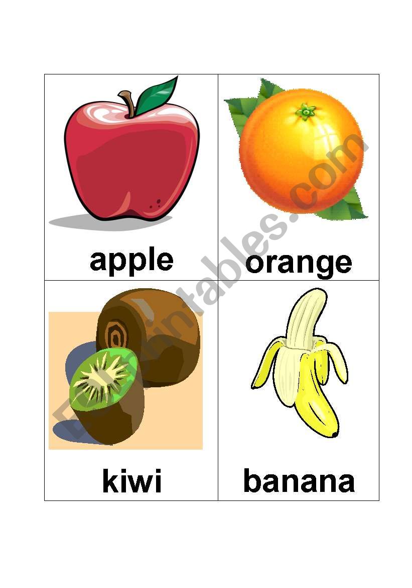 fruit flash cards worksheet