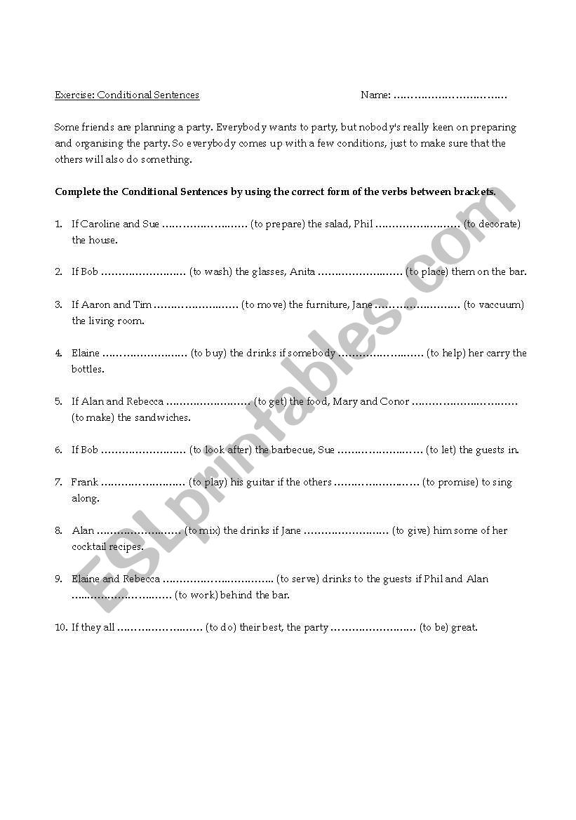 Conditional Sentences Exercise