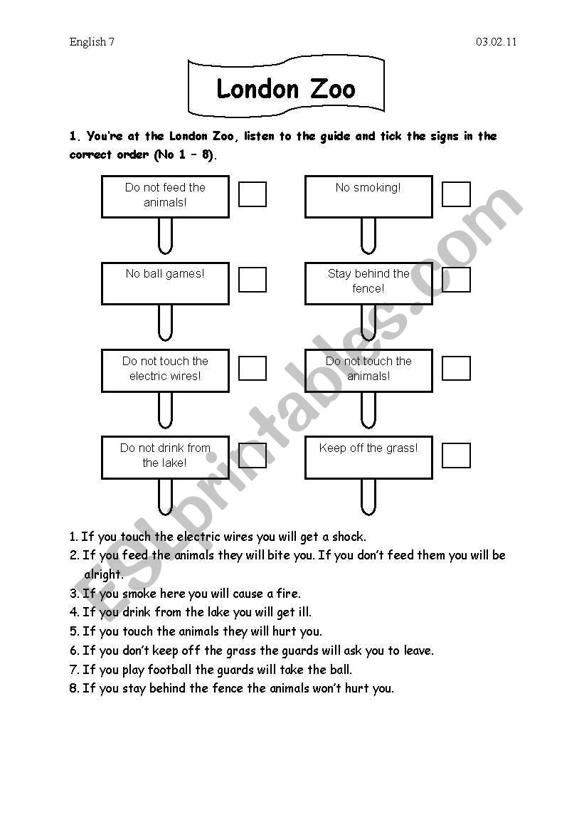 Introducing the Conditional I worksheet