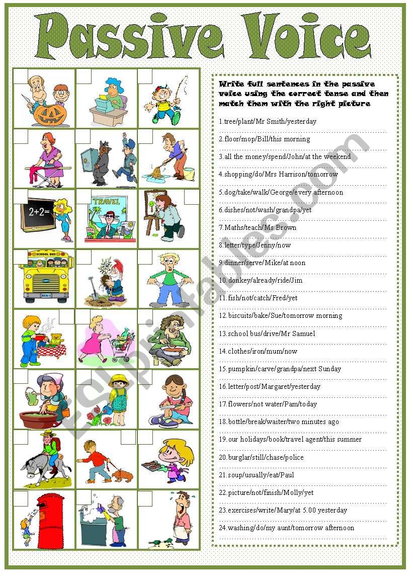 esl worksheets passive voice