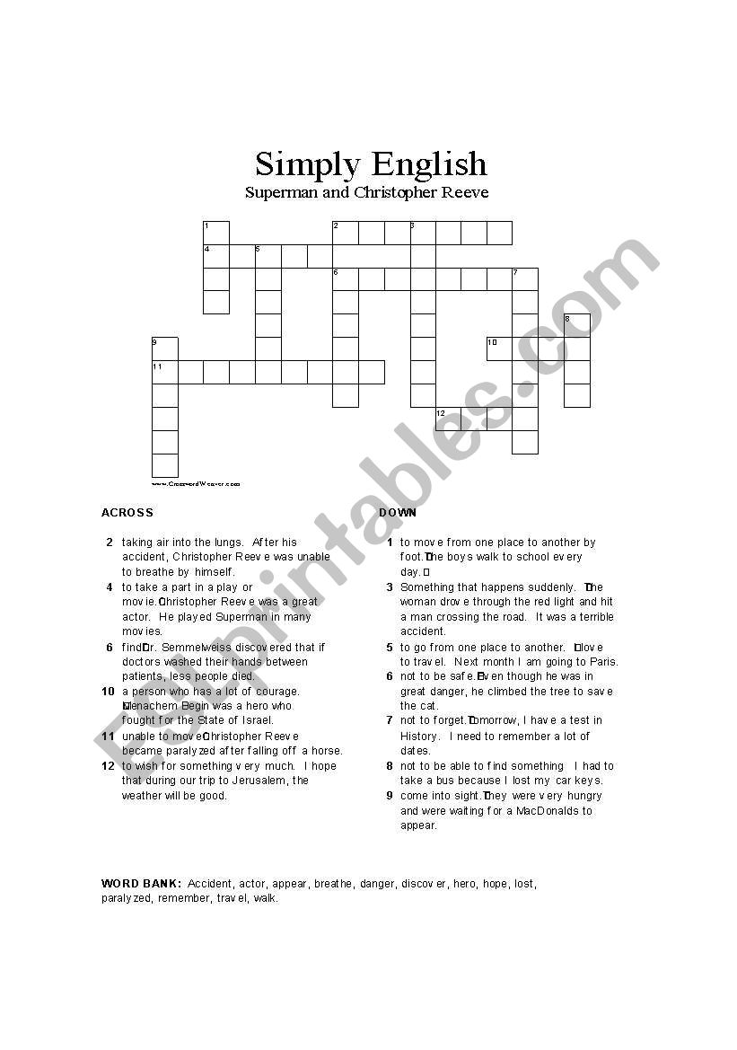 General  Vocabulary Crossword worksheet