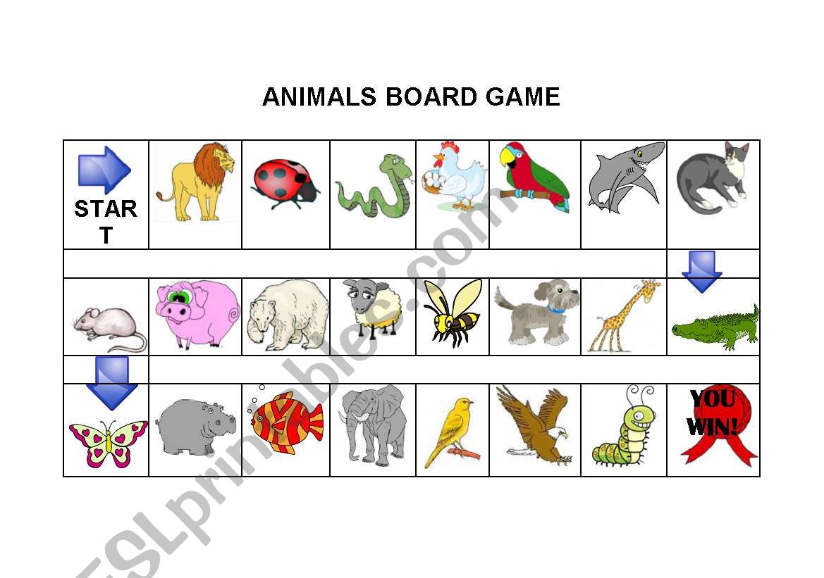 Animals Board Game worksheet