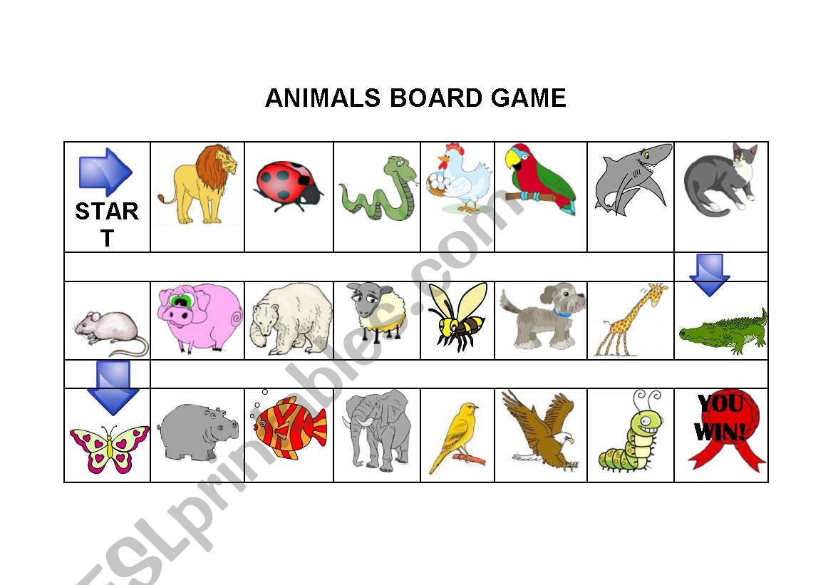 Animals Board Game worksheet