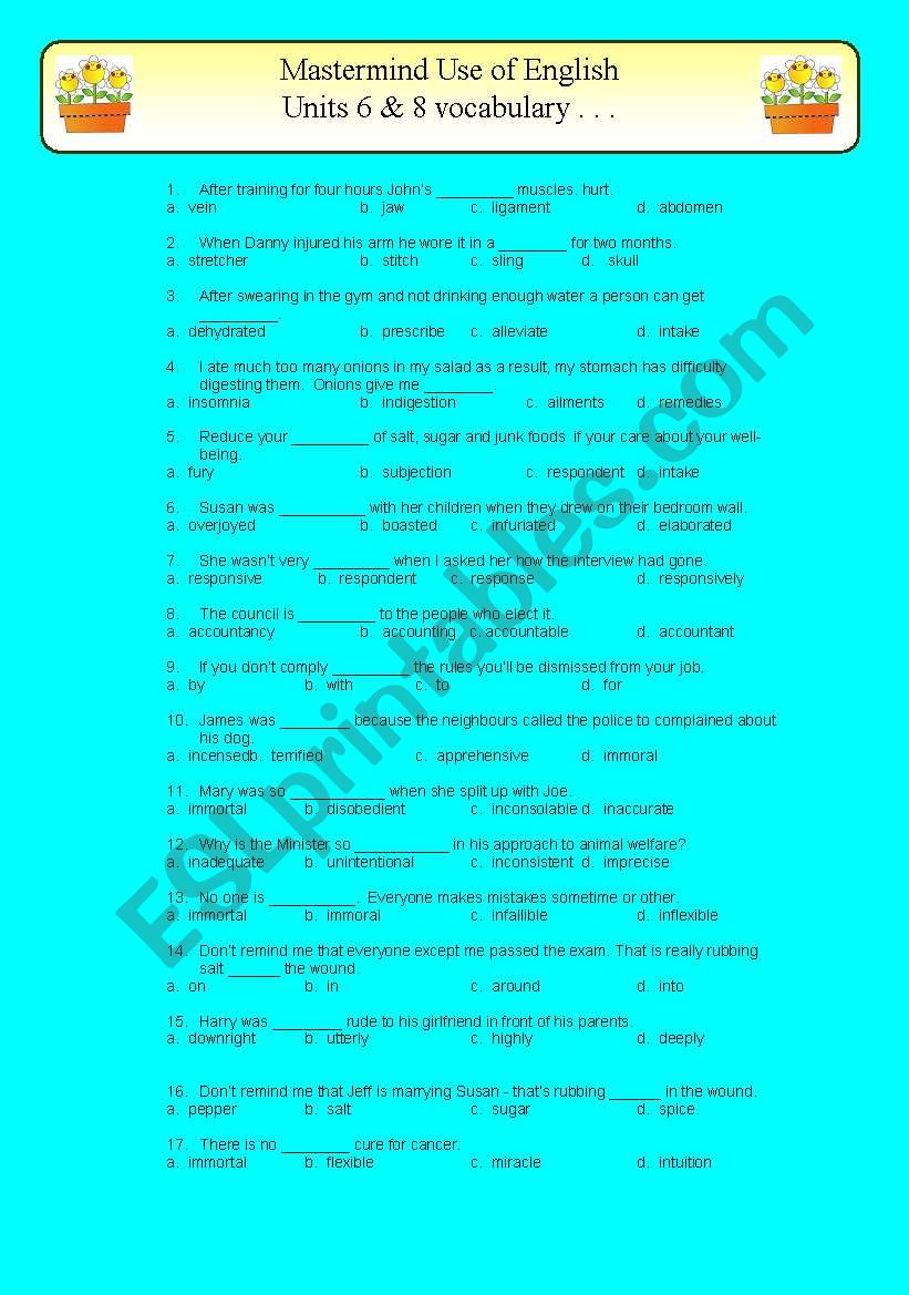 vocabulalry  worksheet