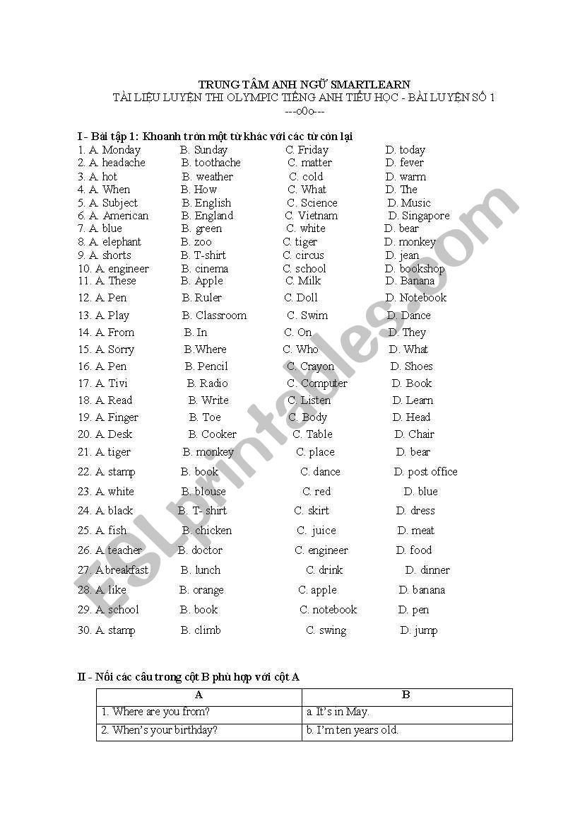 Test worksheet
