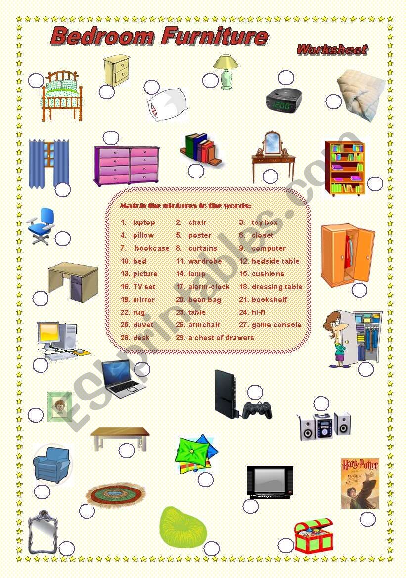 Bedroom furniture worksheet