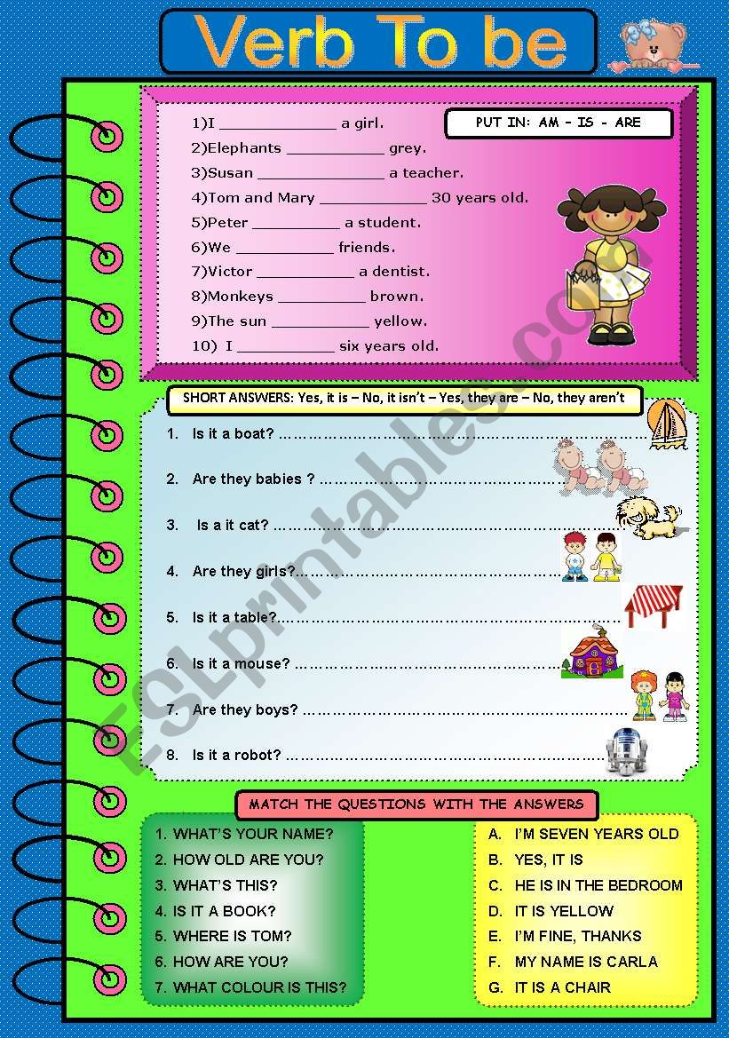 VERB TO BE 2 (FULLY EDITABLE) worksheet