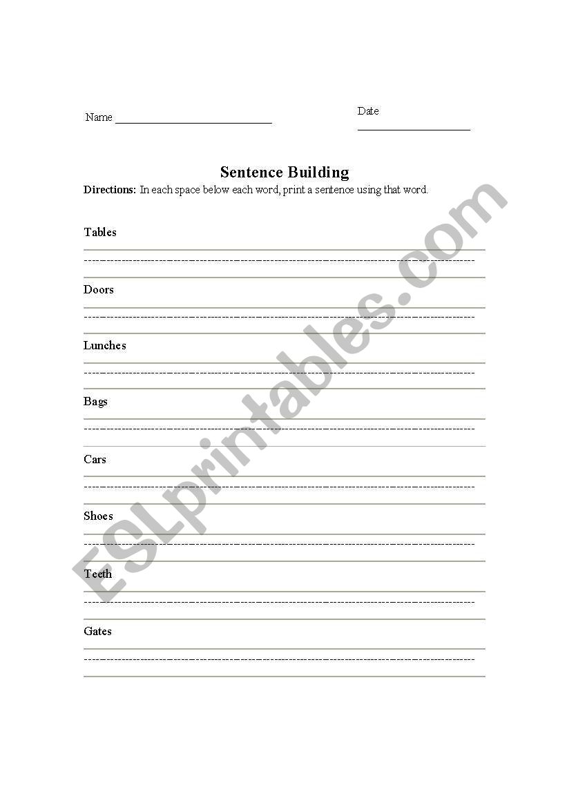 making Sentences worksheet